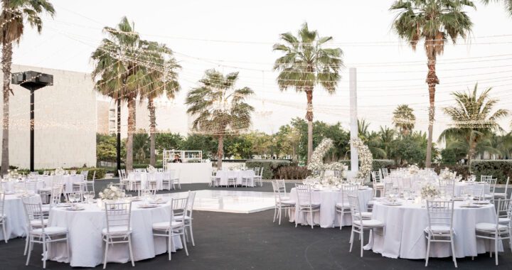 Punta Cana wedding beach reception set up